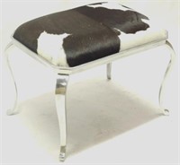 Butler Chrome Ottoman, Cowhide Seat