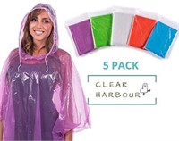 5 Pack Clear Colored Poncho