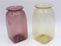 (2) blown glass storage jars. Early 19th century.