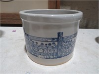 BLUE DECORATED CHEESE CROCK
