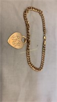 14K Gold Heart Charm Chain Bracelet