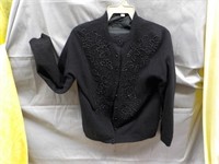 Black Beaded Sweater, Size 40