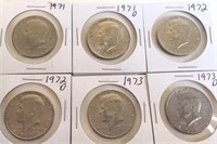 6 - Kennedy Half Dollars