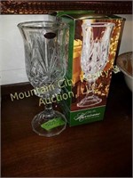 Pair of Hurricane 24% Lead Crystal Candle Holders