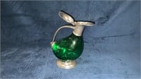 1940’s Green Glass Duck Decanter - Pewter