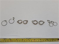 4 Silver Clip On & Screw On Hoop Earrings