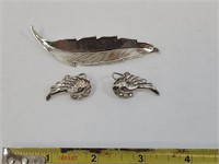 Angel Wing Silver Metallic Screw back Earrings & P
