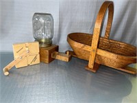 Vintage Folding Collapsible Wooden Basket