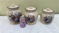 Home & Garden Floral Stoneware Canister Set, no