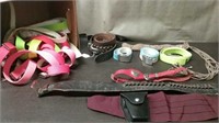 Box -Assorted Belts,  Leather Ammo Belt,