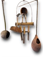 Vintage Coconut Wind Chime & Bird Houses