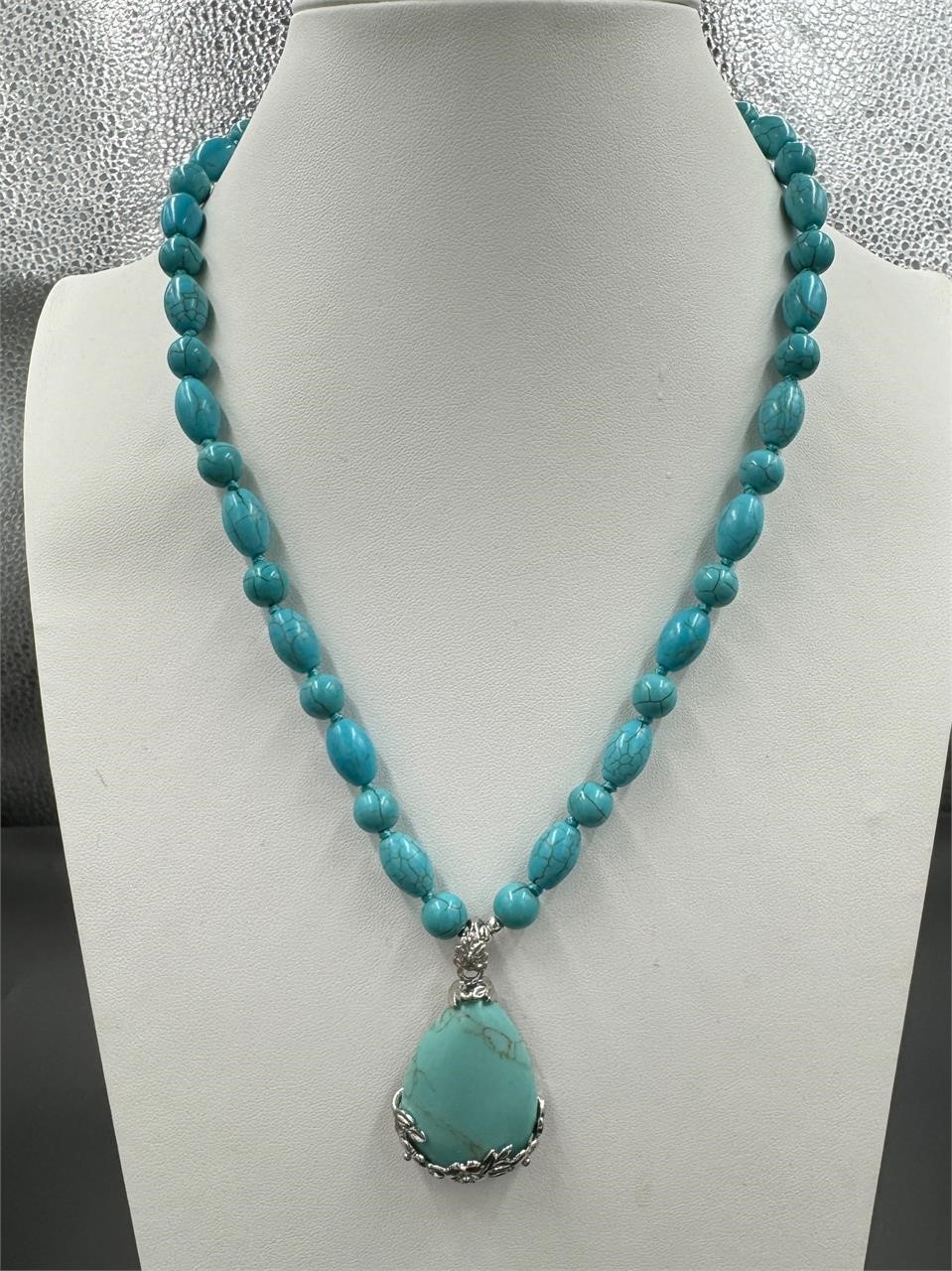 Natural Turquoise Gemstone Pendant Necklace