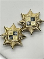 1960's Gold Tone Heraldic Crest Earrings