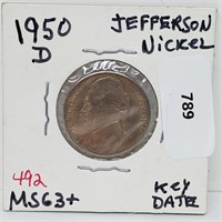 Key Date 1950-D Jefferson Nickel 5 Cents