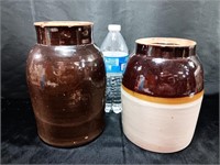 2 Old Pottery Canisters