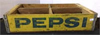 Pepsi crate, vintage blue and yellow Pepsi crate,