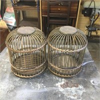 Two wood bird cages