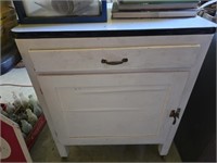 Metal top wood white cabinet