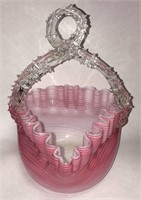 Pink Art Glass Basket