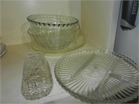 Butter Dish, Glass Platter, Bowls