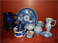 Large Group of Blue & White Dishes / Decor