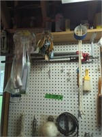 Items On Wall And Workbench As Shown. Tools,