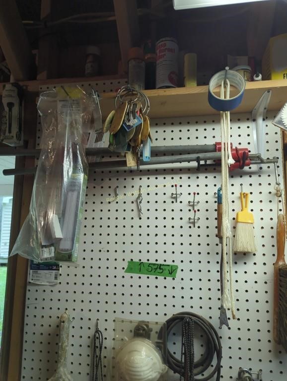 Items On Wall And Workbench As Shown. Tools,
