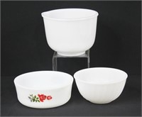 3 pcs Vintage Milk Glass Mixing Bowls