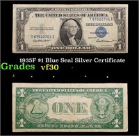 1935F $1 Blue Seal Silver Certificate Grades vf++