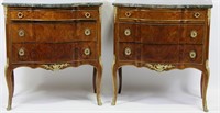 PAIR OF MARBLE TOP FRENCH STYLE CHESTS OF DRAWERS