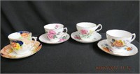 4 English cups and saucers