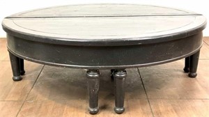 (2pc) Large Wood Black Lacquer Coffee Table