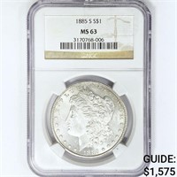 1885-S Morgan Silver Dollar NGC MS63