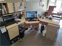 L-shape Office Computer Desk with hutch