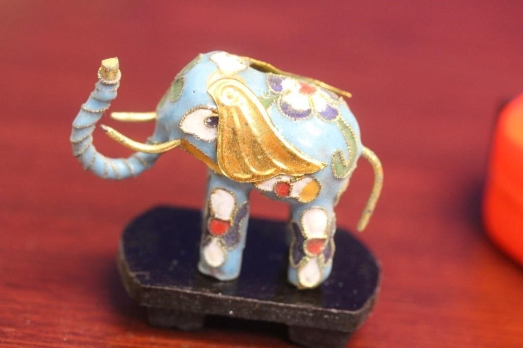 A Cloisonne Elephant on Stand