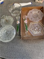 GLASS CANDY DISHES AND TRAYS FLOWER VASES