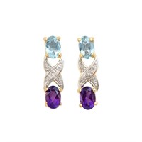 Plated 18KT Yellow Gold 1.72cts Amethyst Blue Topa