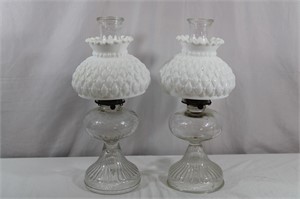 Milk Glass Shade Oil Lamps