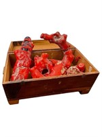 6pc Treasure Chest of Red Coral Pieces