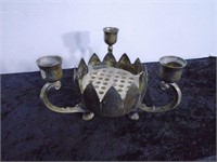 Silverplate Candleholder with Flower Frog Center