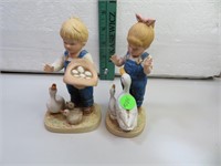 2 Denim Days Geese Boy & Girl Figurines 5&1/4"