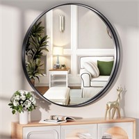 Hasipu Black Round Mirror For Bathroom 20 Inch