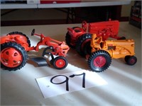 Lot of three toy tractors flat