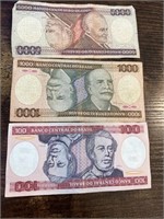3 Bills From Brasil.  Different Denominations