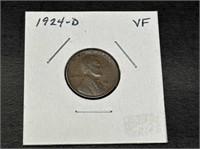 1924-D Lincoln Cent VF Semi-Key Date!