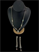 Vintage Rhinestone Prong Set Silvertone Necklace