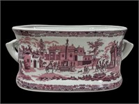 Large Red & White Porcelain Foot Bath