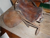 Antique Military English Leather Riding Saddle