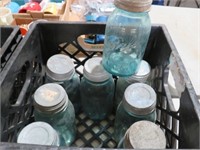 COLLECTION OF QUART BLUE BALL JARS