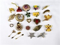 23-pc Vintage Costume Jewelry Brooch & Pin Lot